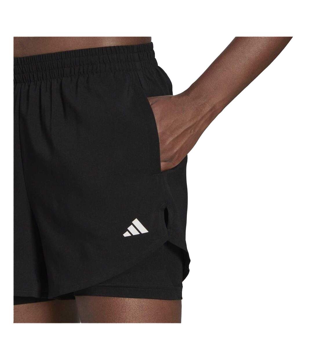 Womens/ladies 2 In 1 Running Shorts Black White Adidas-4