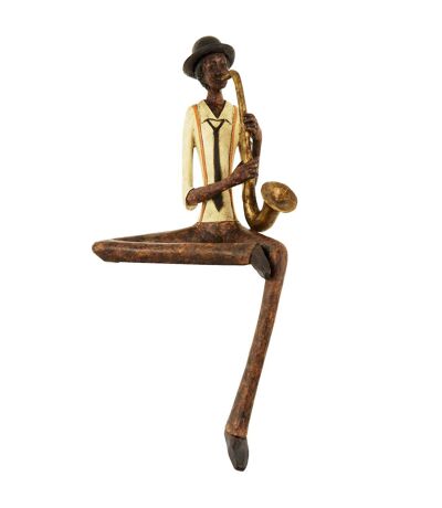 Hill Interiors Sitting Jazz Band Saxophonist (Brown/Cream) (One Size)