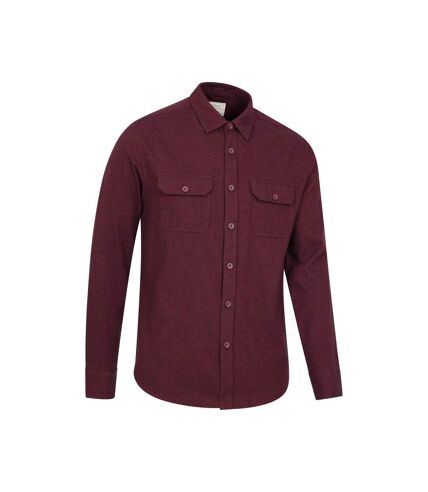 Mens trace flannel long-sleeved shirt dark burgundy Mountain Warehouse