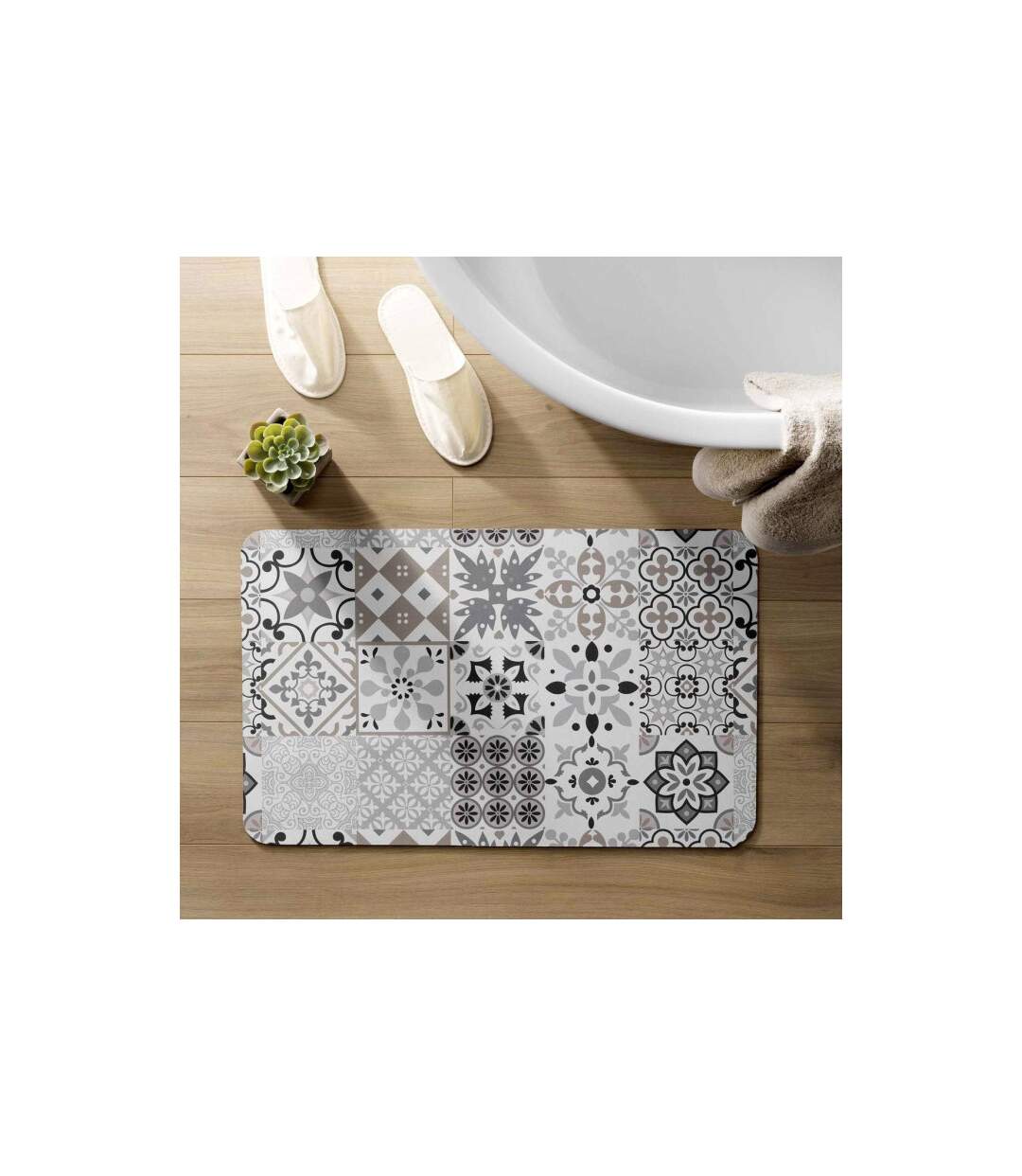 Tapis de Bain Imprimé Salou 50x80cm Gris-5