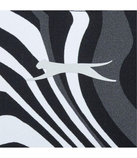 Womens/ladies Wave Pattern One Piece Swimsuit Black White Slazenger