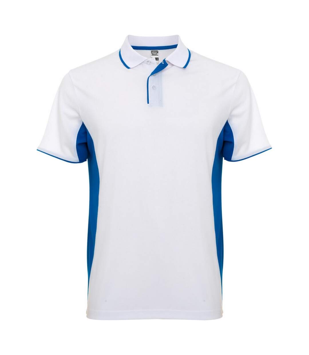 Unisex Adult Montmelo Short-sleeved Sports Polo Shirt White Royal Blue Roly-1