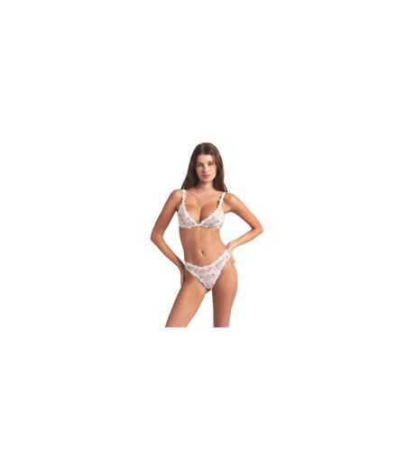 Womens/ladies Lace Stretch Triangle Cups Bralette Ivory Cherry Skims