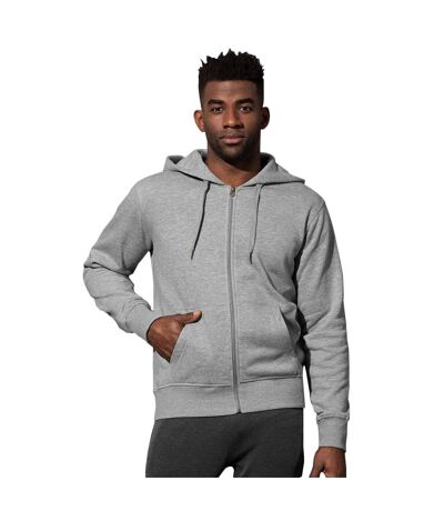 Mens active zip hood heather grey Stedman