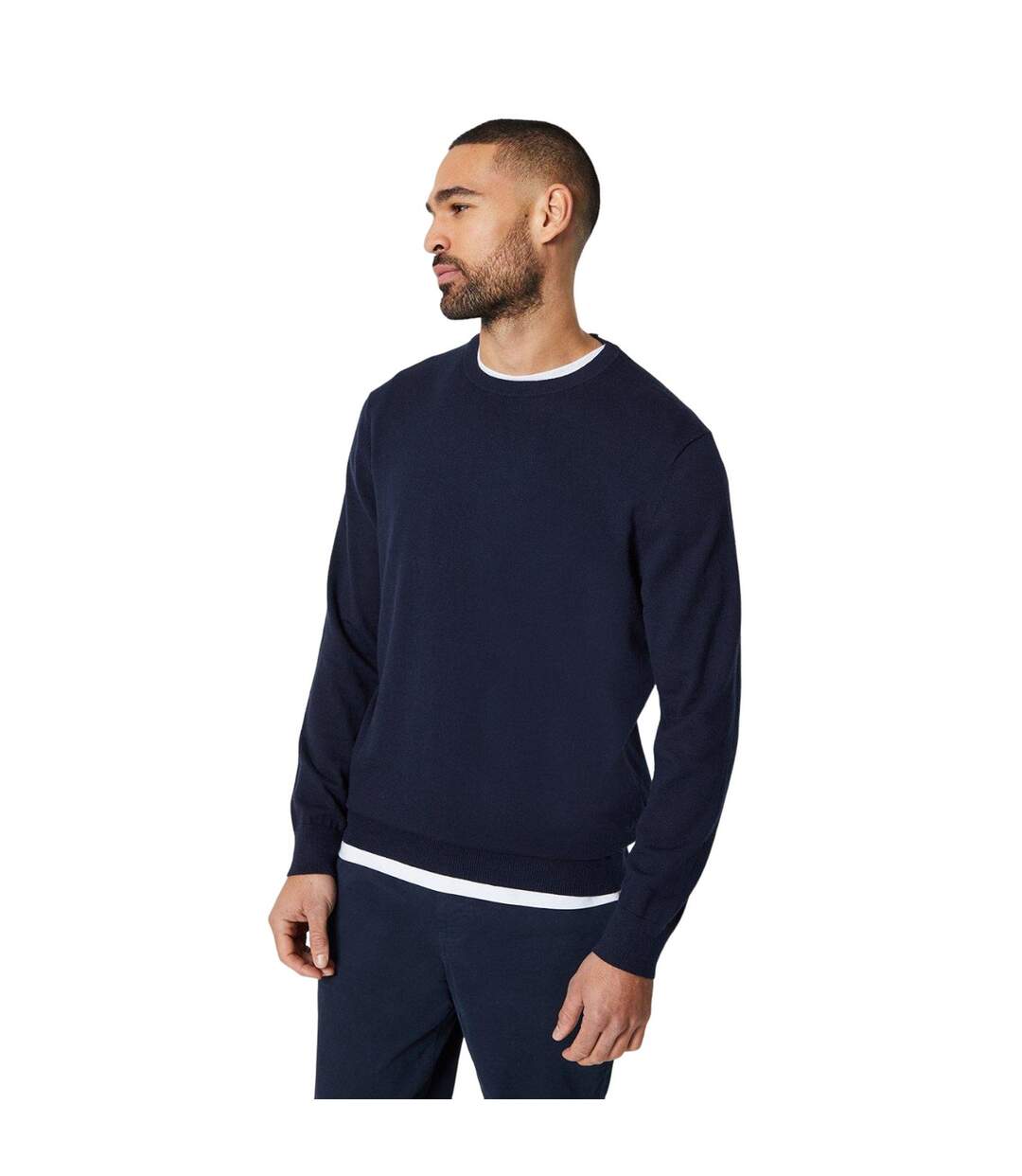 Mens rich cotton crew neck jumper navy Burton-1