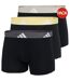 Pack Of 3  Mens Cotton Flexible Active Boxer Shorts  Black Yellow Off White Adidas-1