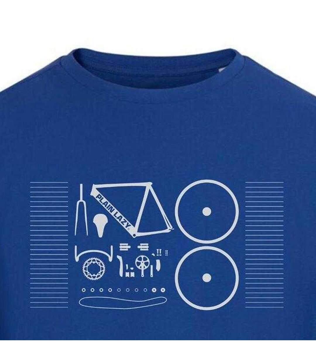 Mens Bicycle T-shirt Blue Plain Lazy-3