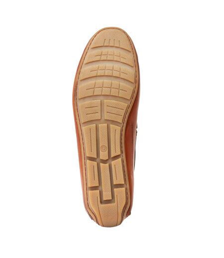 Mens Brooks Driver Leather Loafers Burnt Tan Base London