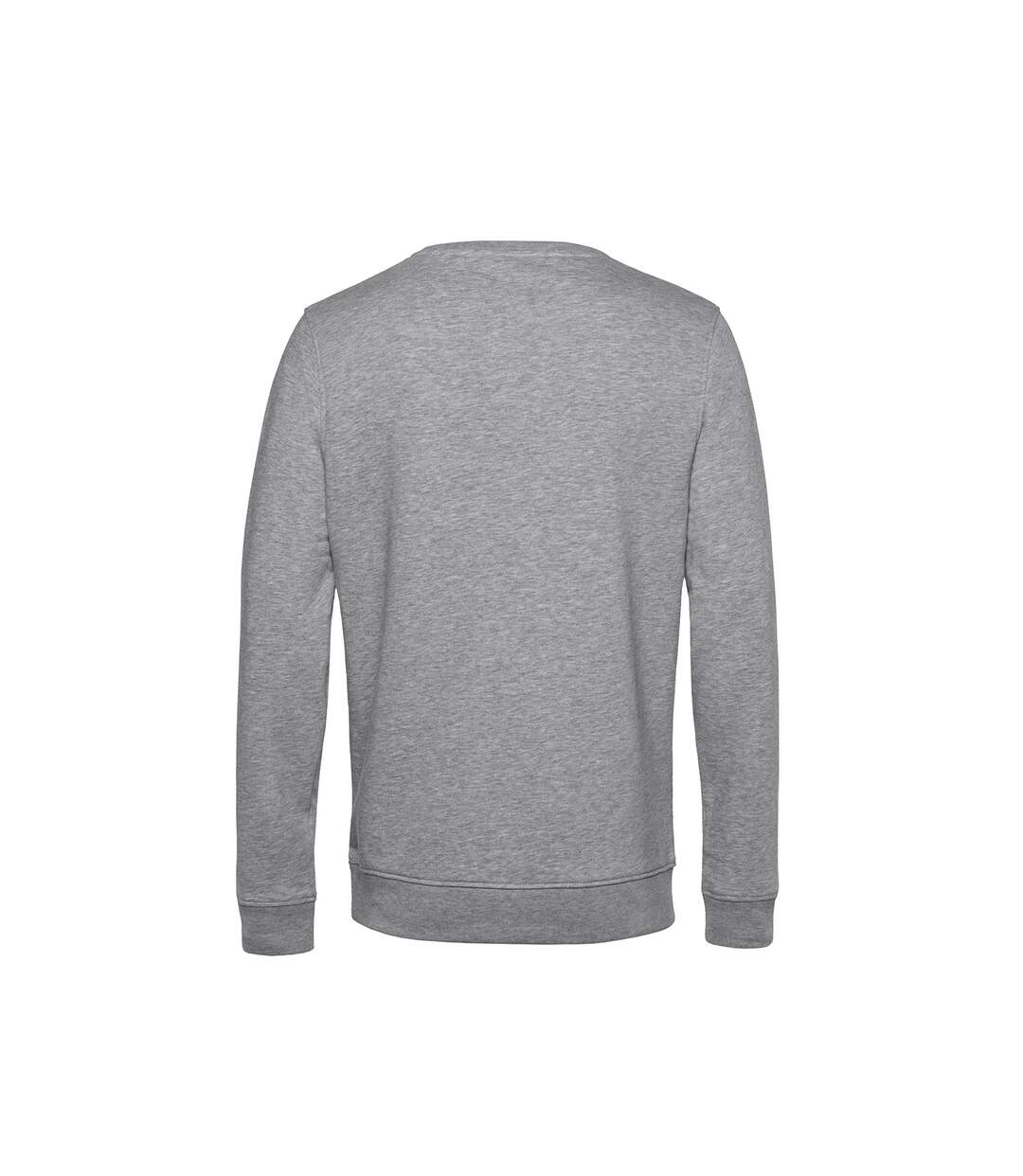 Mens organic crew neck sweat heather grey B&C