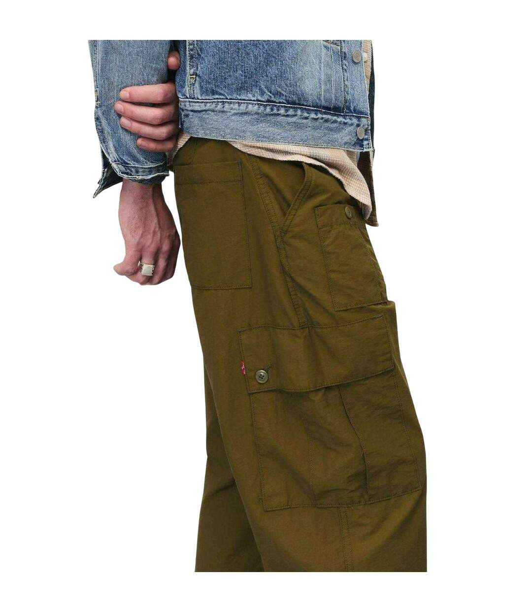 Mens Parachute Mid Rise Straight Leg Cargo Trousers Dark Olive Levis-3