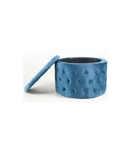 Pouf Rond Design en Velours Visalni 60cm Bleu
