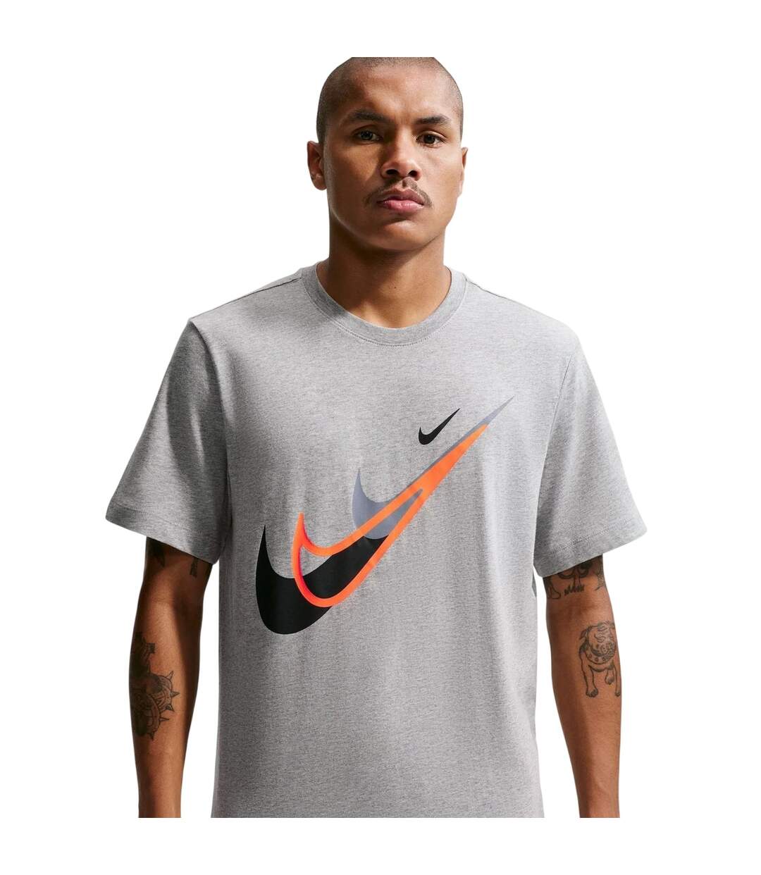 Mens Swoosh Graphic Print T-shirt Grey Nike-3