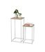 Set de 2 sellettes en Panneaux de particules et Métal - Blanc et Beige-2