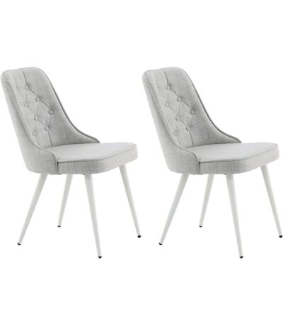 Chaise en tissu matelassé Velvet Deluxe (Lot de 2) Gris et blanc