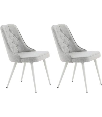 Chaise en tissu matelassé Velvet Deluxe (Lot de 2) Gris et blanc