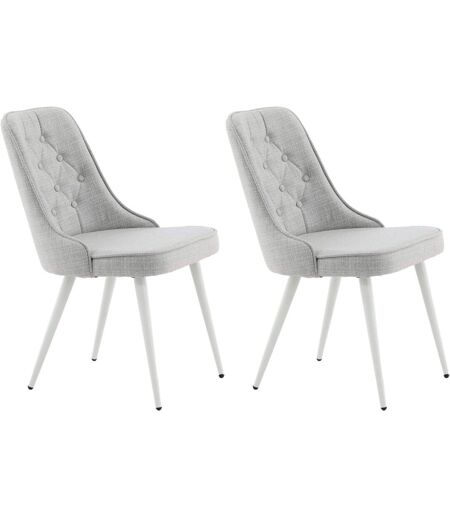 Chaise en tissu matelassé Velvet Deluxe (Lot de 2) Gris et blanc