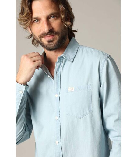 Chemise homme en coton chambray classique à manches longues MATCHY