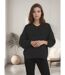 Pull femme manches 3/4 - Couleur noir - Col en pointe