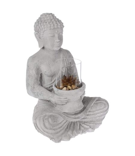 Photophore en Ciment Bouddha Assis 40cm Gris