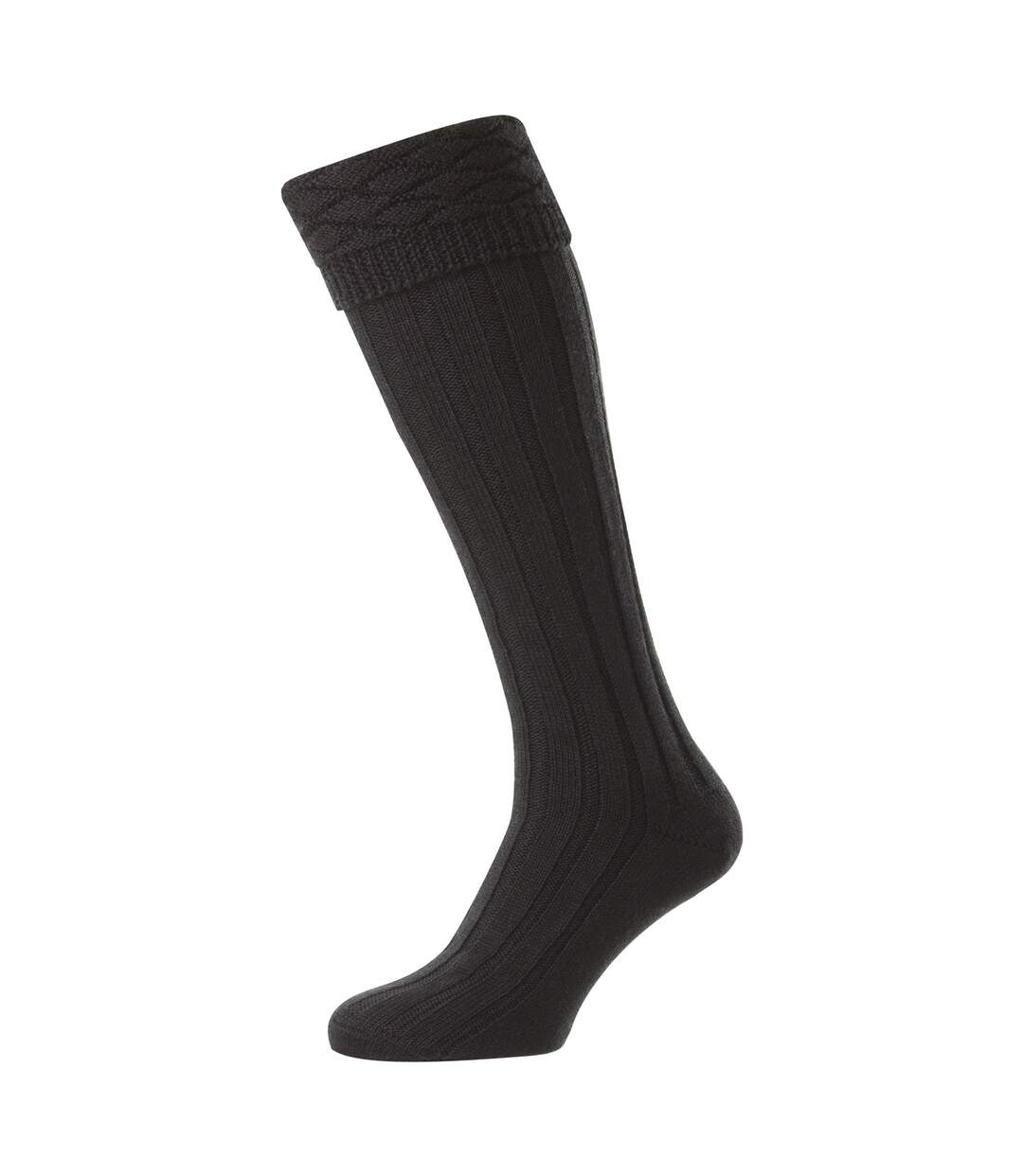 Mens Premium Wool Kilt Socks Knee High Diamond Pattern Turn Over Top-2