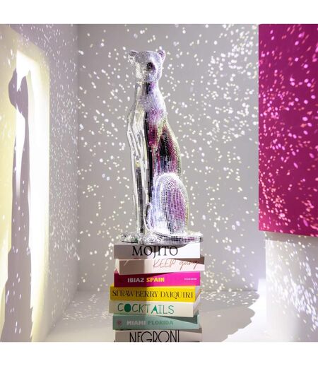 Statue Déco Léopard Disco 62cm Argent