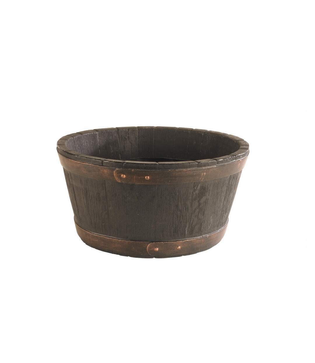 Round oak barrel planter one size brown Sankey-1