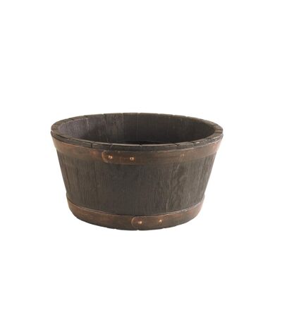 Sankey Round Oak Barrel Planter (Brown) (One Size)