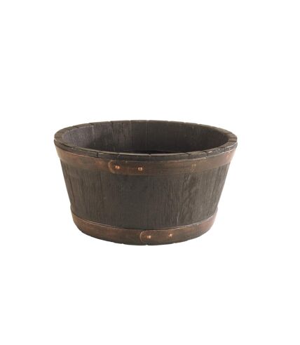 Round oak barrel planter one size brown Sankey