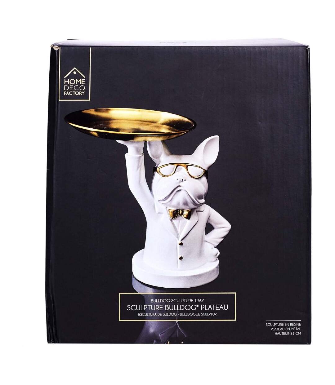 Vide poche déco bouledogue serveur Noir et doré-4