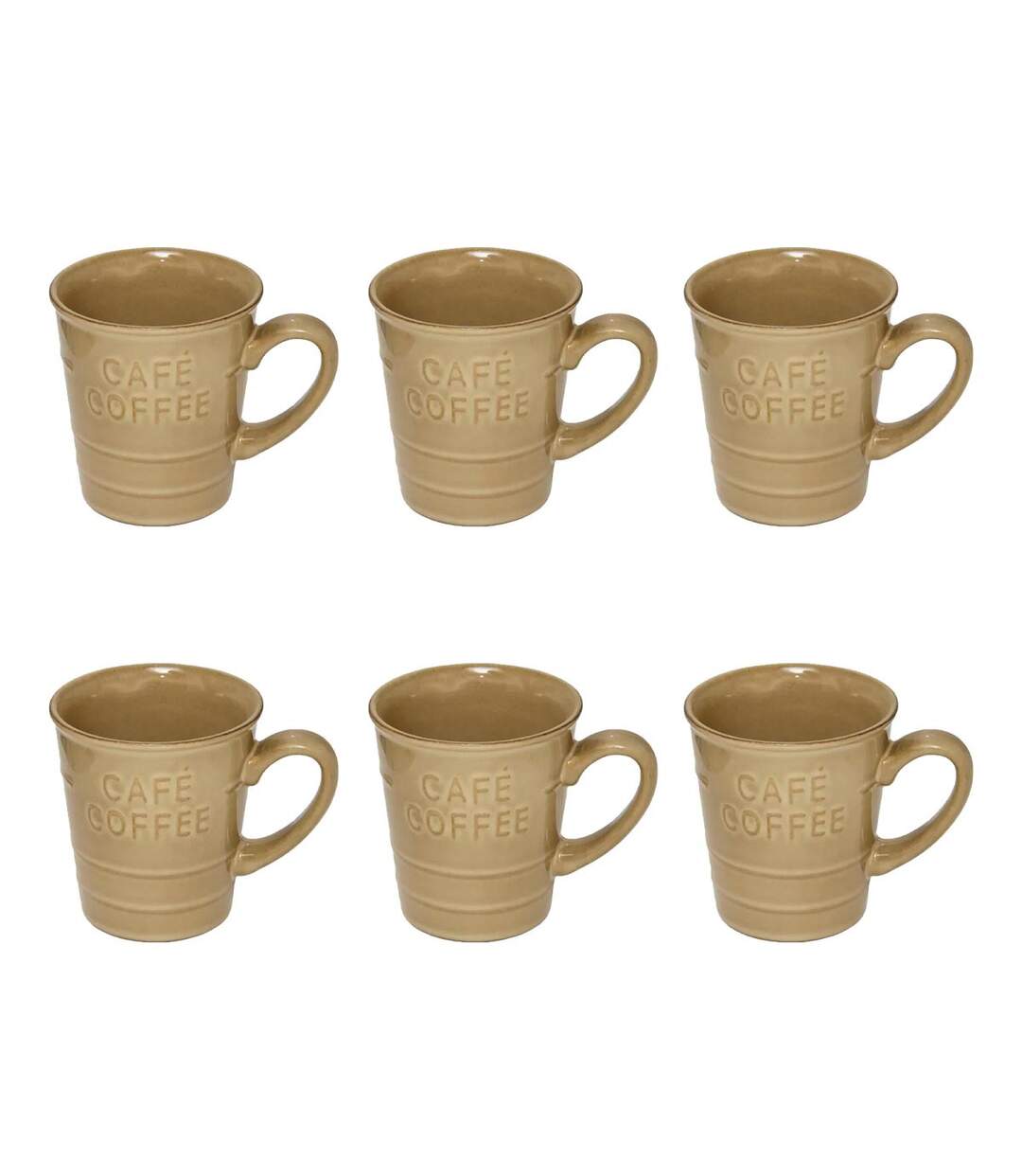Lot de 6 Mugs à Café Joel 20cl Beige-1