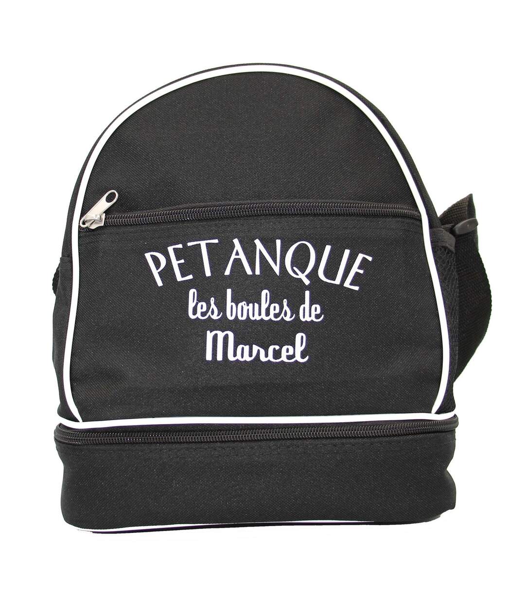 Sac bandoulière pour 3 boules de pétanque personnalisé avec votre prénom - noir-2