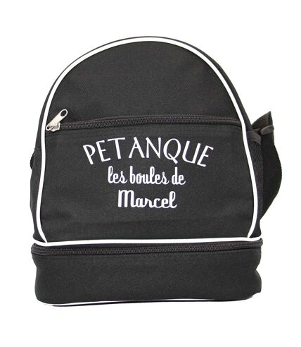 Sac bandoulière pour 3 boules de pétanque personnalisé avec votre prénom - noir