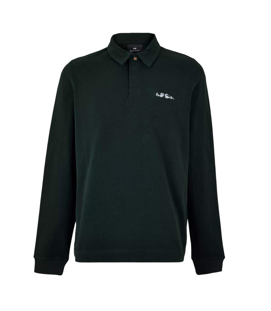 Mens Embroidered Logo Cotton Long-sleeved Polo Shirt Green Paul Smith-2