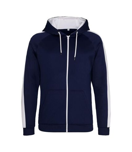 Veste à capuche zippée sport homme - JH066 - bleu marine et blanc