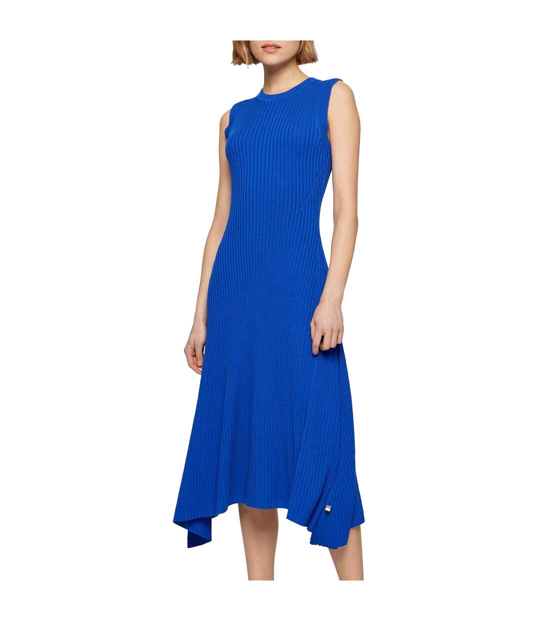 Womens/ladies Flenda Knitted Midi Dress Blue Boss-1