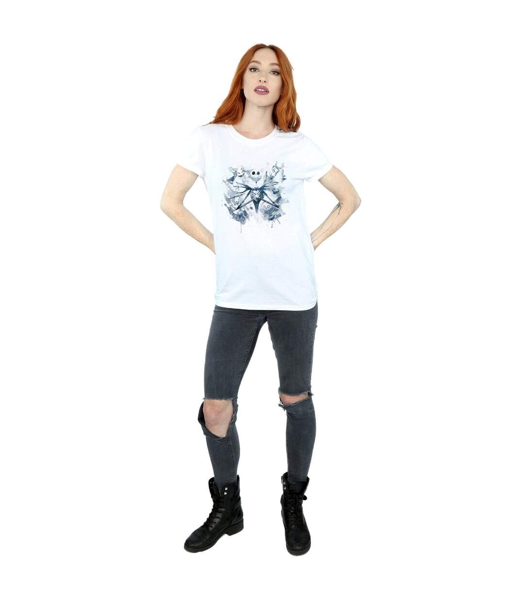 Disney Femme/Les femmes Nightmare Before Christmas Paint Spray Carers T-Shirt Boyfriend en coton (Blanc) - UTBI41545-4