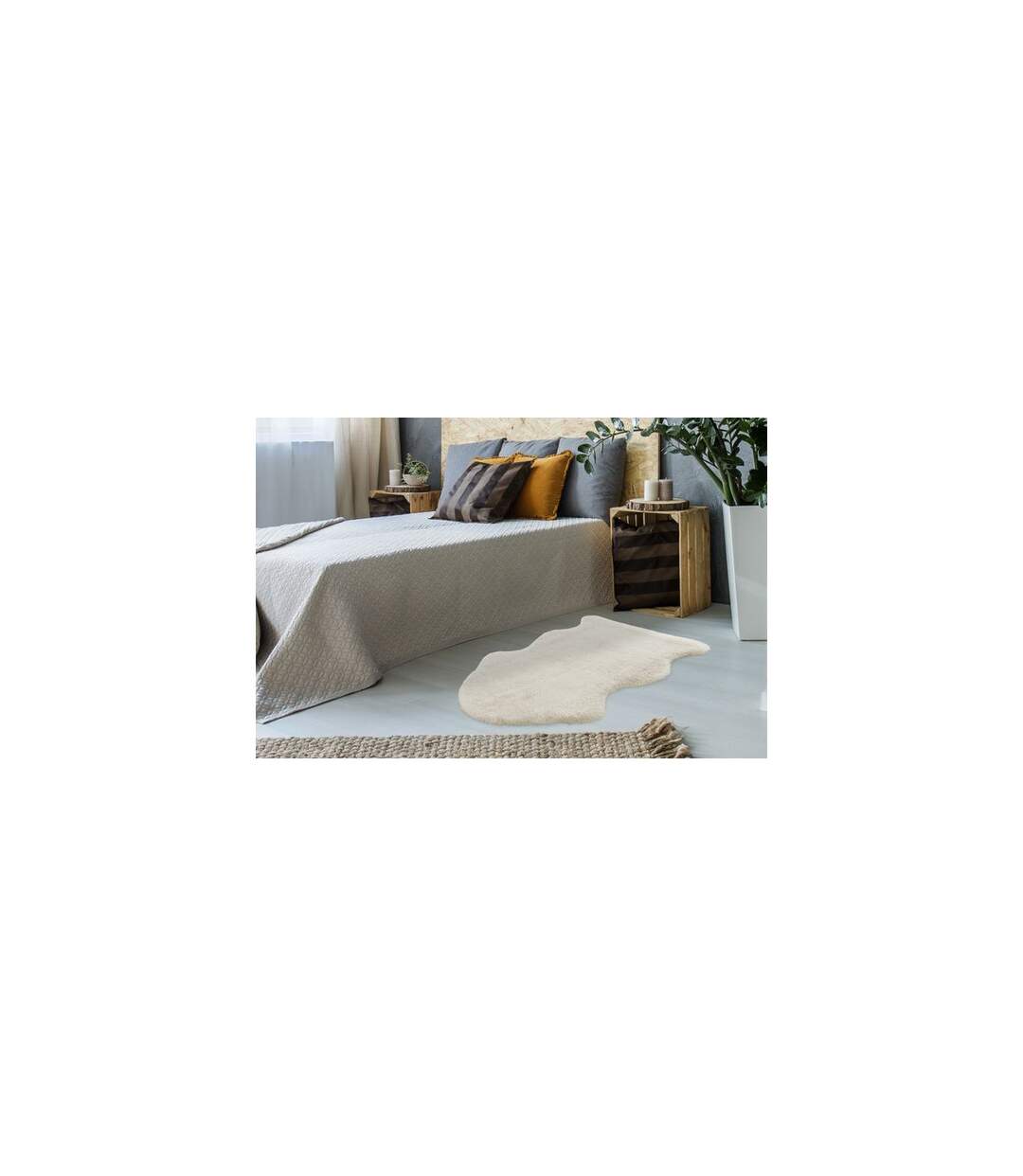 Tapis Imitation Fourrure Kunda 60x90cm Ivoire-4