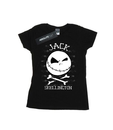 Disney T-shirt en coton Womens/Ladies Nightmare Before Christmas Jack Face (Noir) - UTBI35633