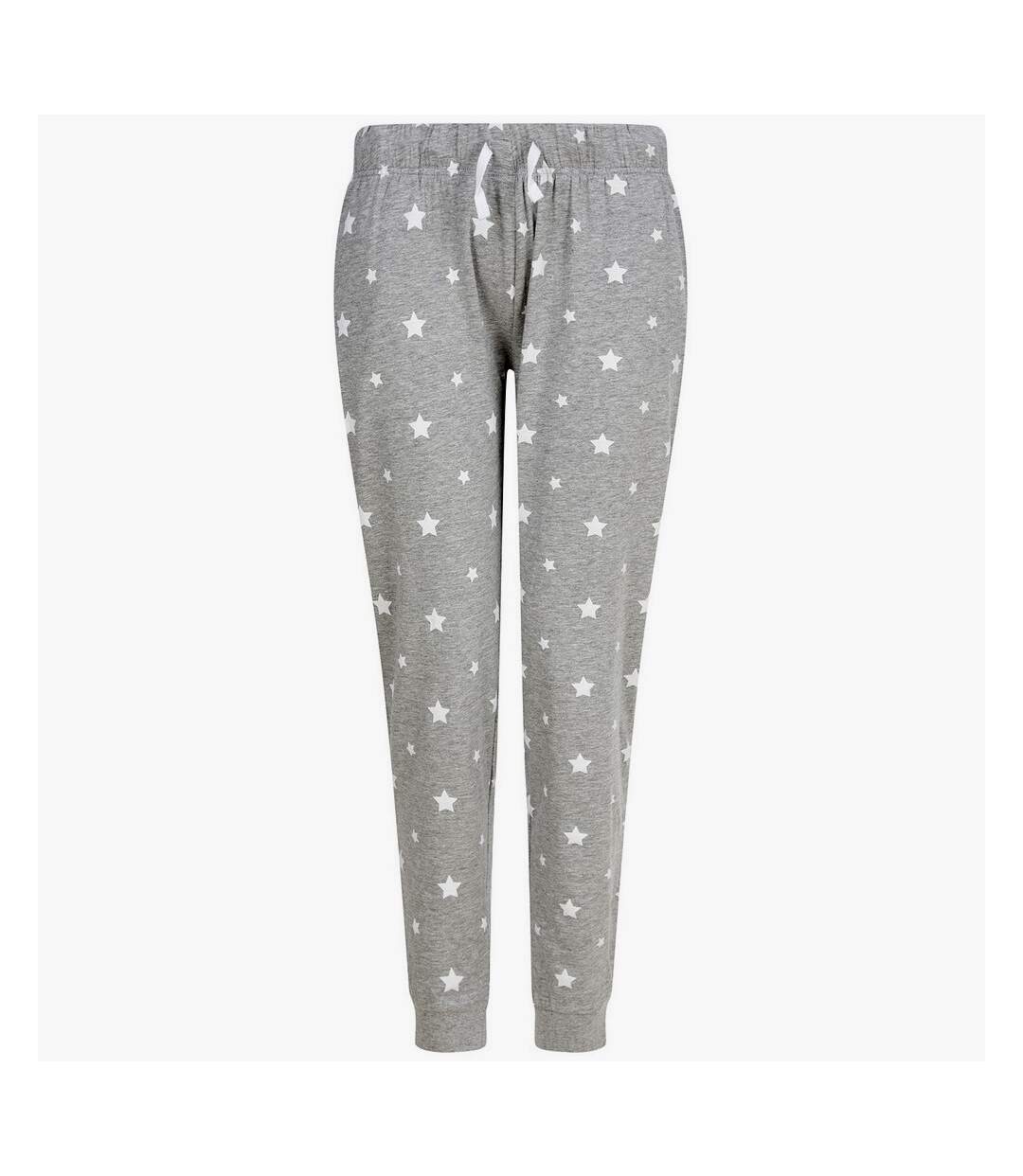 Womens/ladies stars lounge pants heather grey/white SF-1