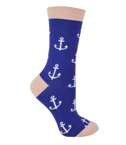 Miss Sparrow - Ladies Anchor Patterned Novelty Bamboo Socks