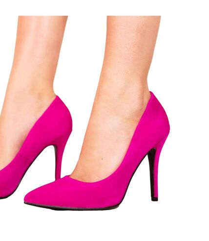 Womens/ladies leah suede high heel pumps hot pink Where´s That From