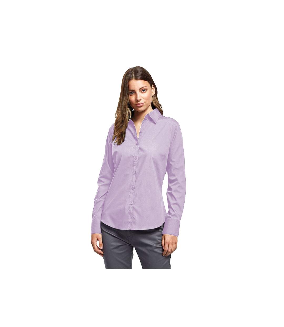 Womens/ladies poplin long-sleeved blouse lilac Premier