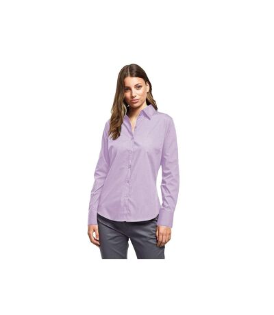 Womens/ladies Poplin Long-sleeved Blouse Lilac Premier