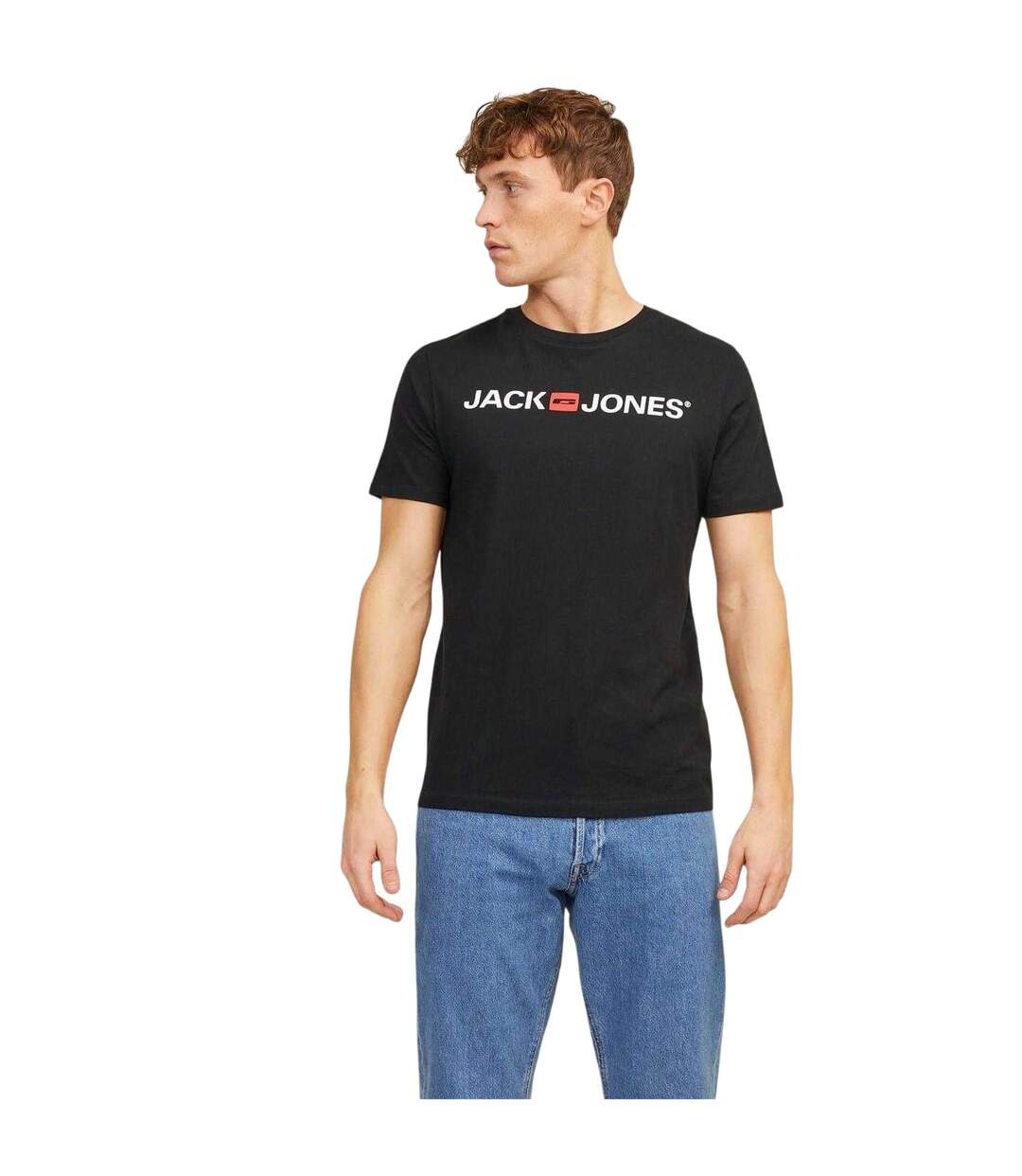 Lot De 3  T-shirts Motif/style Logo Homme Blanc Noir Bleu Marine Jack And Jones-4