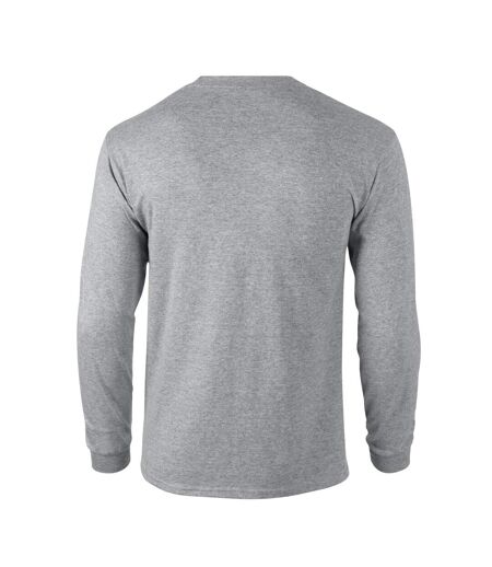 T-shirt Manches Longues Motif/style Uni Adulte Gris Gildan