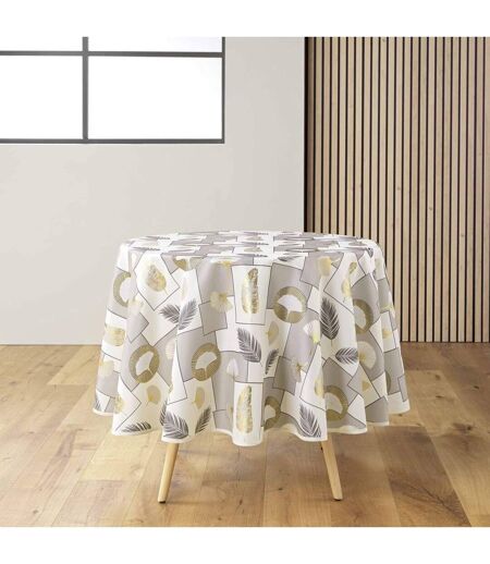 Nappe Ronde Antitache Imprimé Natane 180cm Naturel