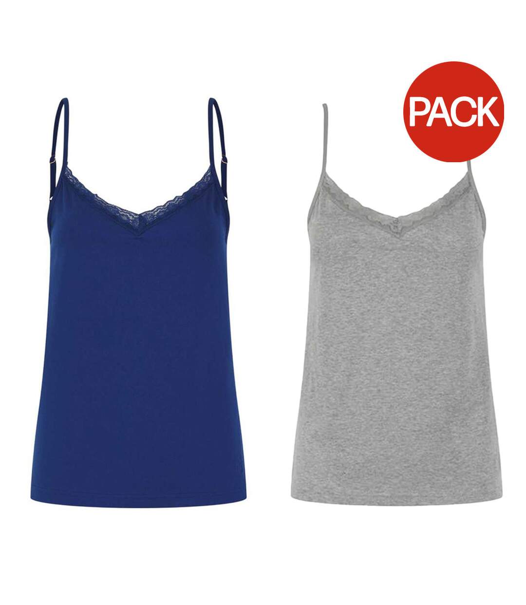 Lot De 2  Chemises De Nuit Bretelles Fines Quinn Femme Bleu Gris Chiné Ted Baker-2