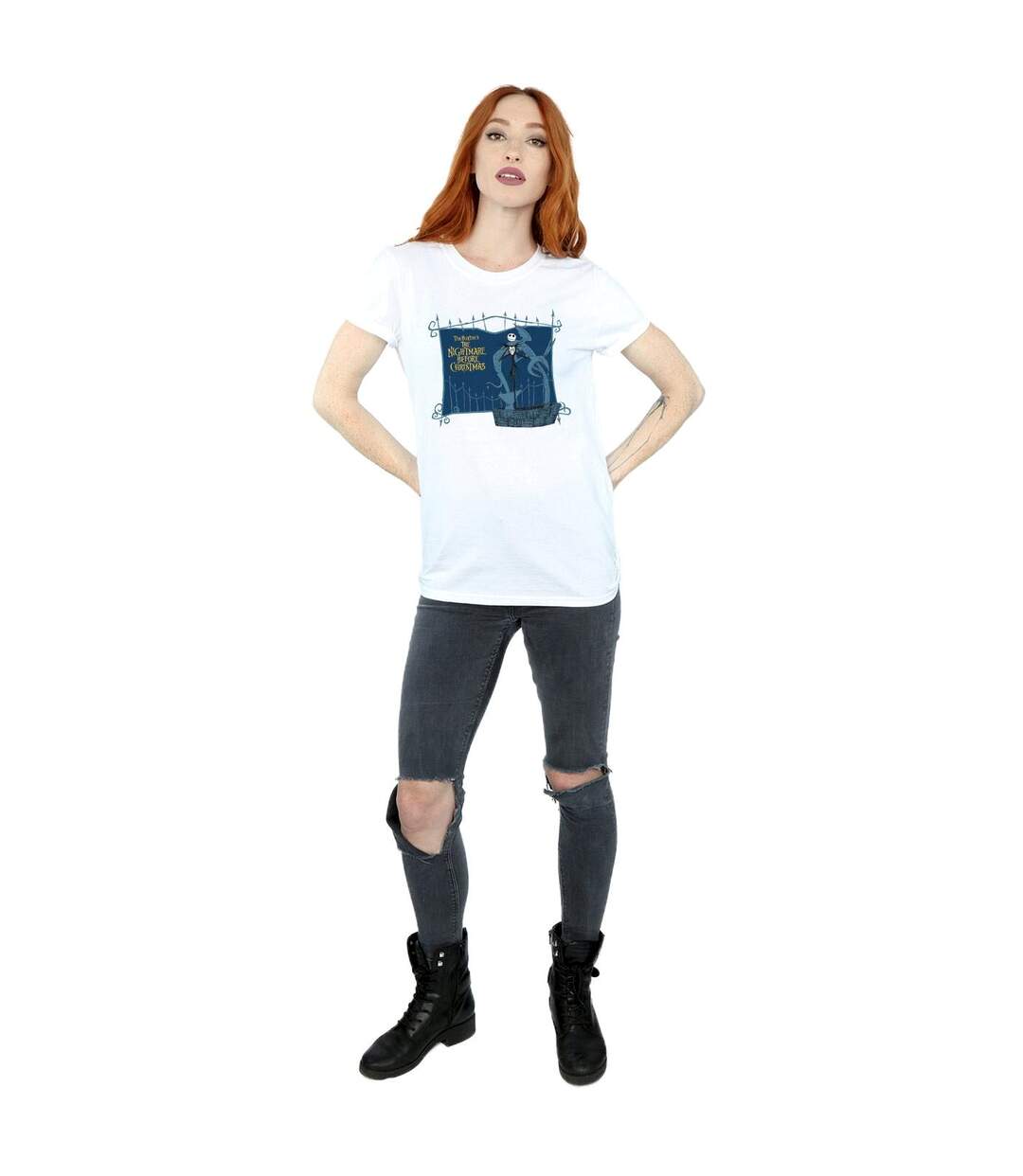 Disney Womens/Ladies Nightmare Before Christmas Jack And The Well Cotton Boyfriend T-Shirt (Blanc) - UTBI41565-4