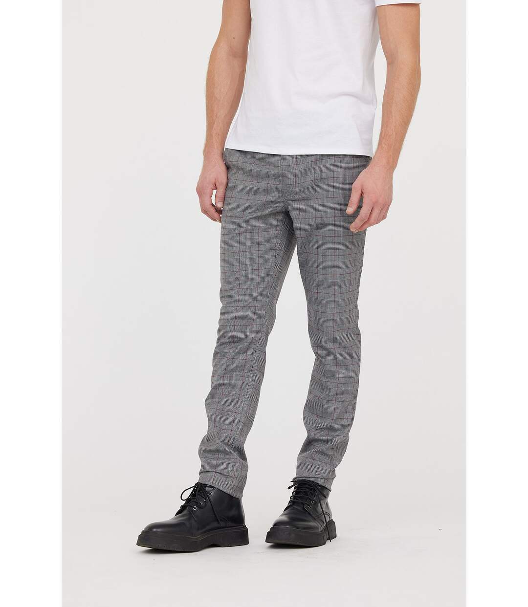 Pantalon chino NEILS Gris / Bordeaux L32-5