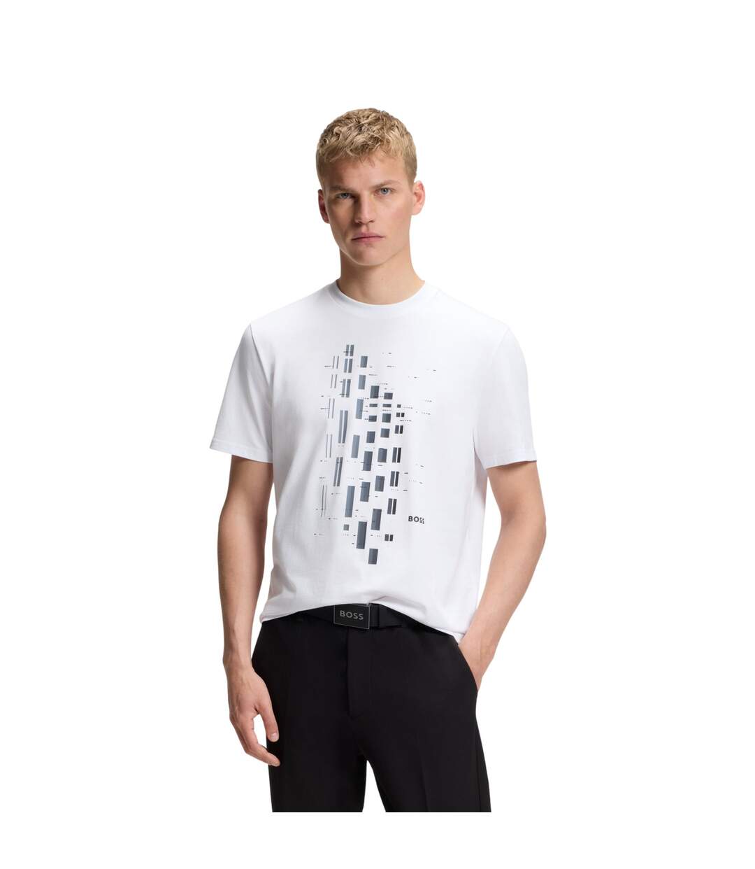 T-shirt Motif/style Géométrique Homme Blanc Boss-1
